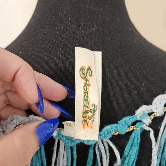 Shoreline Asymmetrical Blue and White Crochet Dress Or Top - Picture 2 of 7